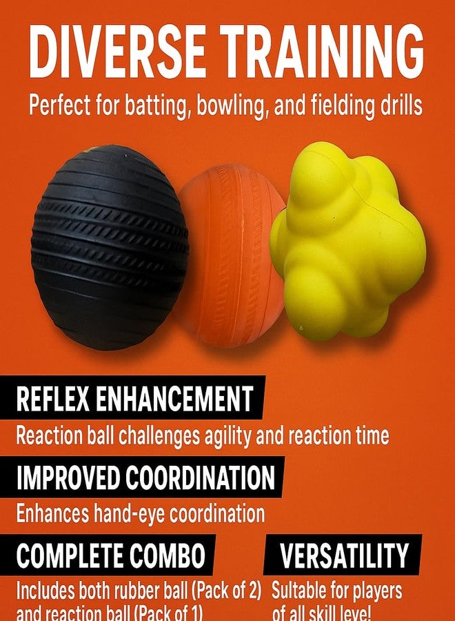 Nextage Cricket Rubber Balls Set Combo - Rubber Balls (2 Piece) and Reaction Ball (1Piece) Set - Enhance Your Cricket Skills - Image 2