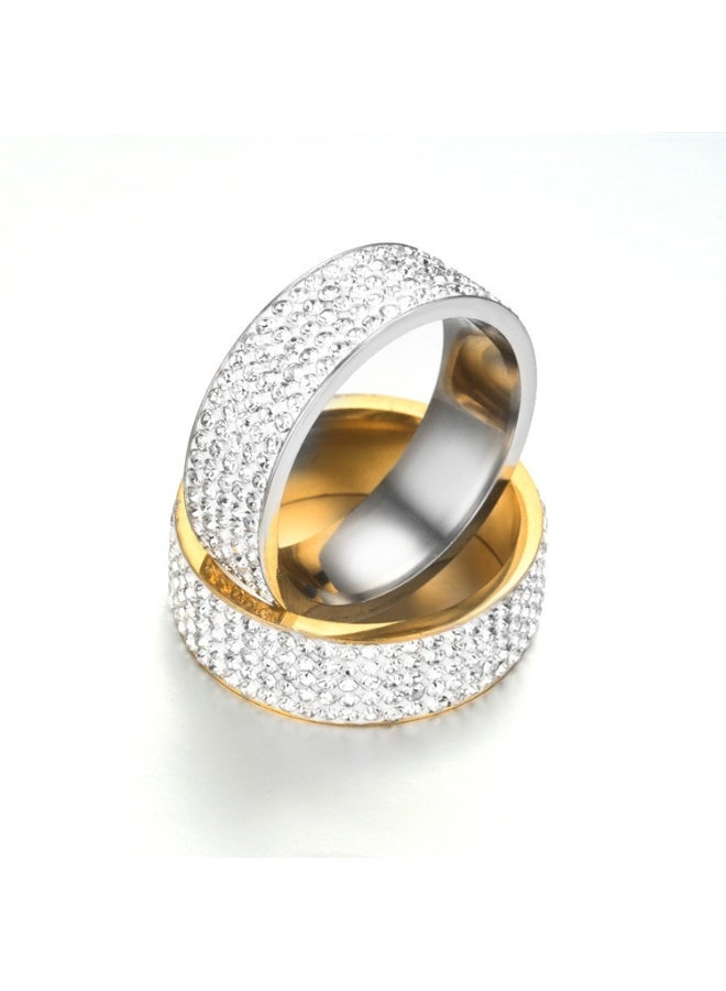 8MM Titanium Steel Five-Row Diamond Ring – Fashion Ring with AAA Clear Diamonds, Handcrafted, Hypoallergenic, Scratch-Resistant, Wedding & Daily Jewelry  - Image 5