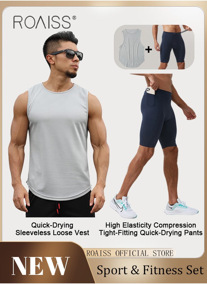 roaiss - 2 Pack Men's Breathable Mesh Quick Dry Sports Tank Top Workout Gym Quick Dry Sleeveless Crew Neck Solid Color Vest Tee Shirts - Image 1