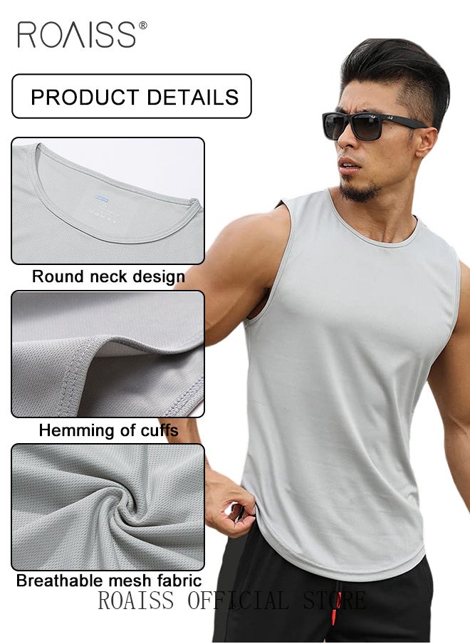 roaiss - 2 Pack Men's Breathable Mesh Quick Dry Sports Tank Top Workout Gym Quick Dry Sleeveless Crew Neck Solid Color Vest Tee Shirts - Image 1