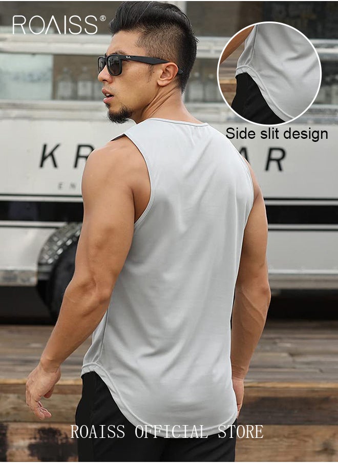 roaiss - 2 Pack Men's Breathable Mesh Quick Dry Sports Tank Top Workout Gym Quick Dry Sleeveless Crew Neck Solid Color Vest Tee Shirts - Image 1