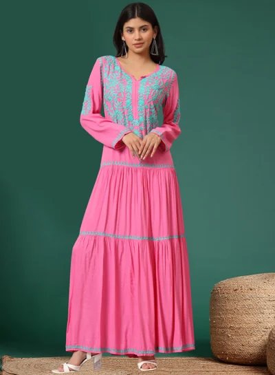 Alaya Hand Embroidered Lucknowi Chikankari Cotton Jalabiya-AL3942