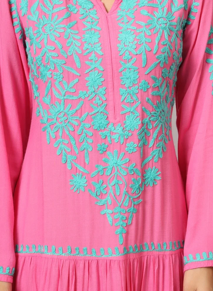 Alaya Hand Embroidered Lucknowi Chikankari Cotton Jalabiya-AL3942
