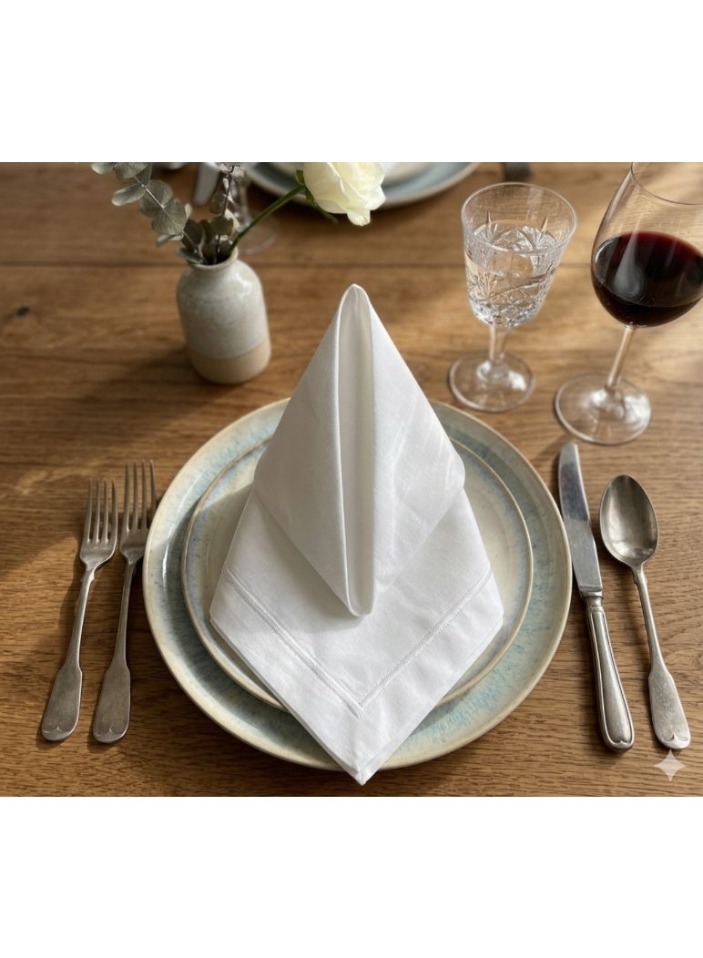 LUXE 100% Cotton Napkins – White Border, 55×55 cm-12pcs set - Image 2