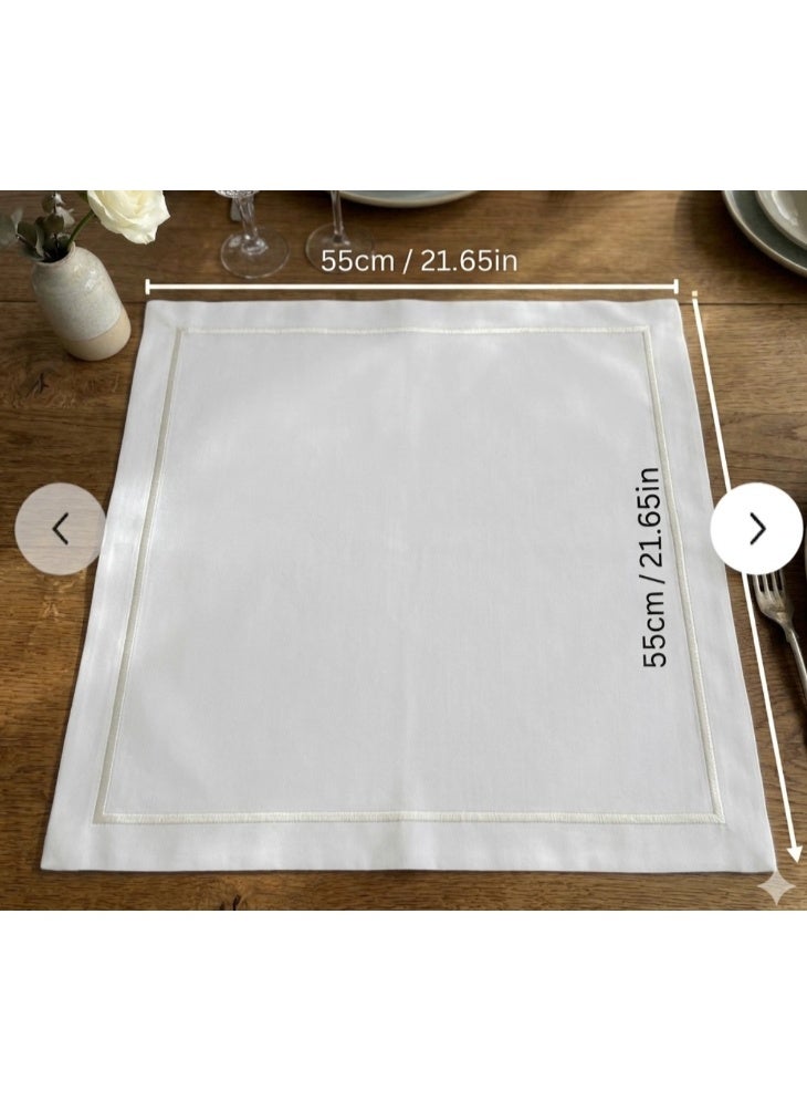 LUXE 100% Cotton Napkins – White Border, 55×55 cm-12pcs set - Image 3