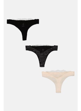 CXL by Christian Lacroix Women 3 Pack Textured Panties, Black  - Image 1