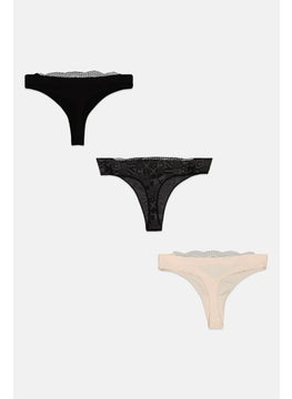 CXL by Christian Lacroix Women 3 Pack Textured Panties, Black  - Image 2