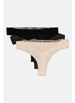 CXL by Christian Lacroix Women 3 Pack Textured Panties, Black  - Image 3