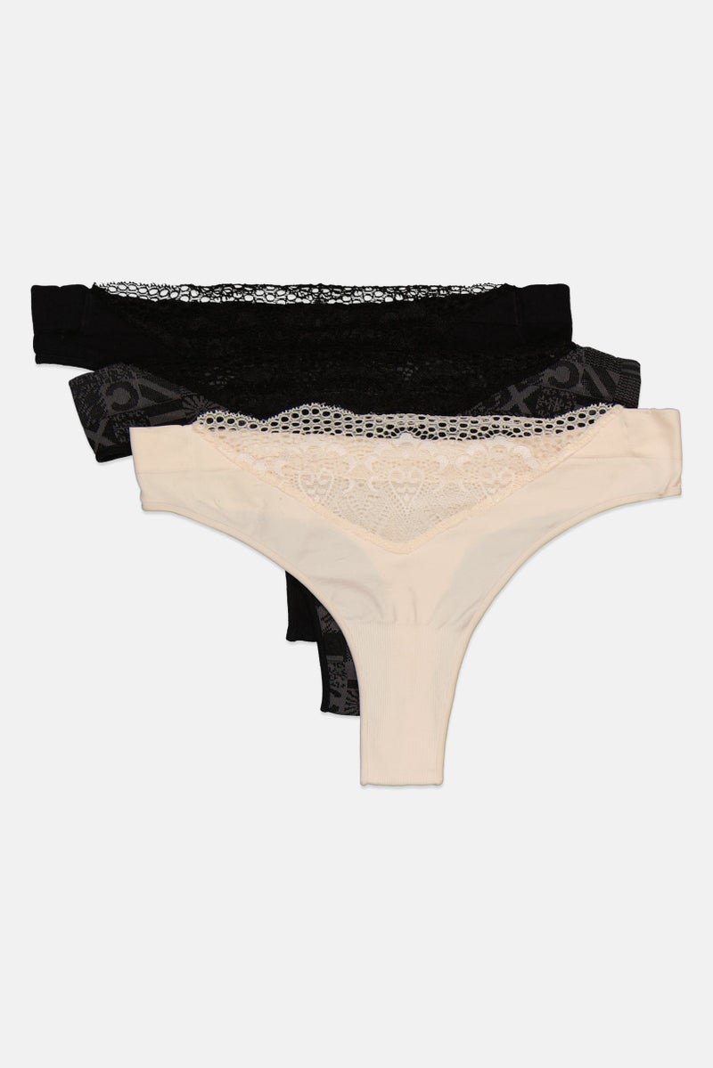 CXL by Christian Lacroix Women 3 Pack Textured Panties, Black  - Image 3