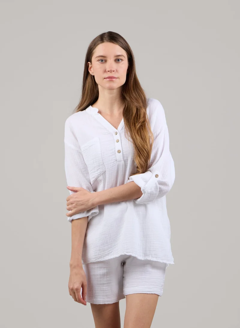 Just Nature Relaxed V-Neck Long Sleeve Top
