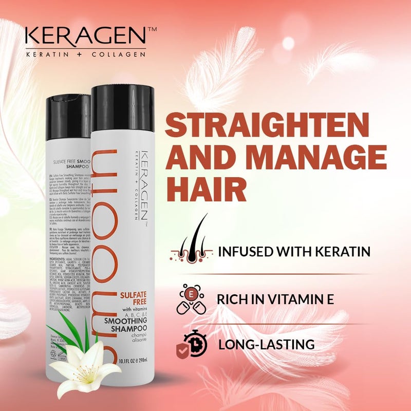 KERAGEN - Smoothing Shampoo with Keratin and Collagen for All Hair Types, Sulfate Free - Moisturizes, Strengthens, Protects Color and Repair - Panthenol, Vitamins, and Jojoba Oil - Image 4