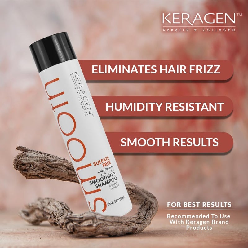 KERAGEN - Smoothing Shampoo with Keratin and Collagen for All Hair Types, Sulfate Free - Moisturizes, Strengthens, Protects Color and Repair - Panthenol, Vitamins, and Jojoba Oil - Image 3