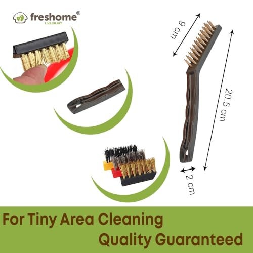 Freshome Cleaning Medium 8.25 inch Wire Brush Set of 3 for utensils / hard substances / metal / acid wash / metal bristles 3 pc Pack - Image 3