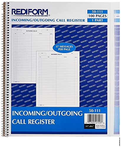 Rediform Call Register Book, Spiral Binding, 11" x 8.5", 100 Pages, 37 Messages Per Page (RED50111) (50111) - Image 3