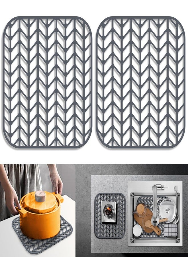 JIUBAR sink protectors for kitchen sink-12”13”16”18”19”24”26”28”29”sink mat-kitchen sink mats for Protection of Stainless Steel Sink with dish drying mat (12.25”X11.5”2 PCS Grey) - Image 1