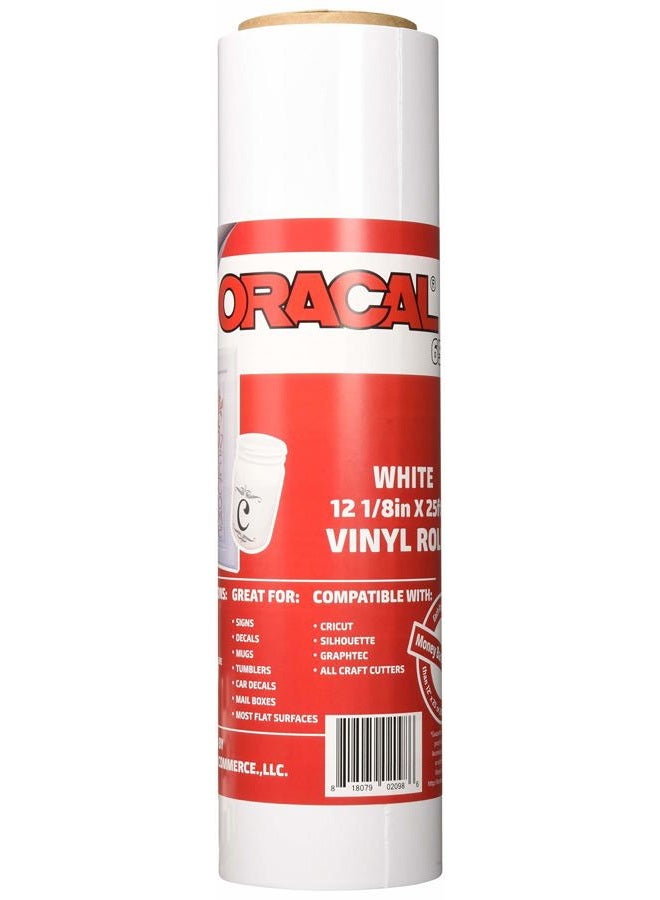 ORACAL لفة 12.125" × 25 قدم من فينيل الحرف الأبيض 651 - على قلب 2.5" - فينيل لاصق لآلات كريكوت وسيلويت وكاميو - تشطيب لامع - خارجي ودائم - Image 1