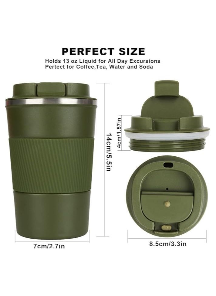 QSHOP QSHOP® Stainless Steel Coffee  Double Wall Leakproof Design Reusable Tea Flip Lid Easy Grip Size Silicone Handle for Hot and Cold Drinks  - Image 4