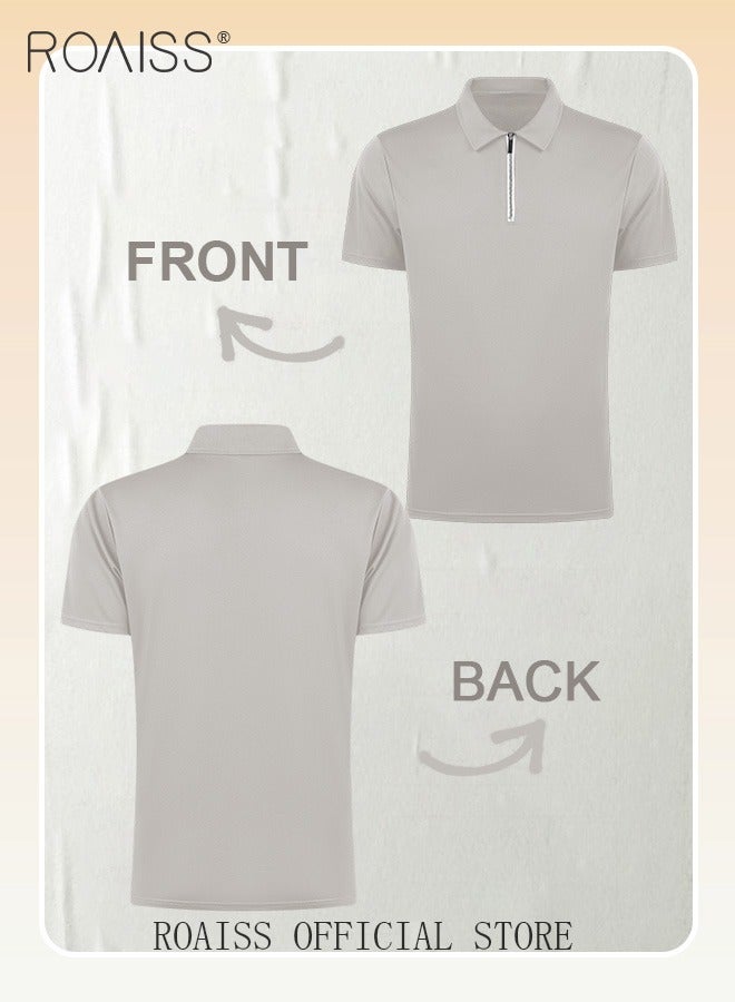 roaiss Men's Polo Shirt - Solid Color Short Sleeve Lapel T-Shirt - Casual Fit - Summer Fashion Essential  - Image 3