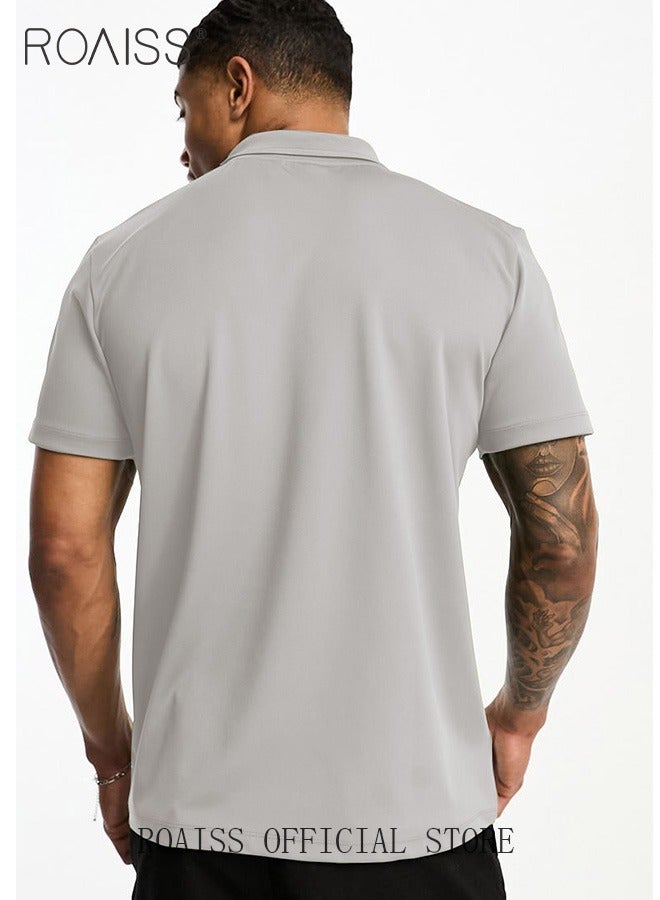 roaiss Men's Polo Shirt - Solid Color Short Sleeve Lapel T-Shirt - Casual Fit - Summer Fashion Essential  - Image 2
