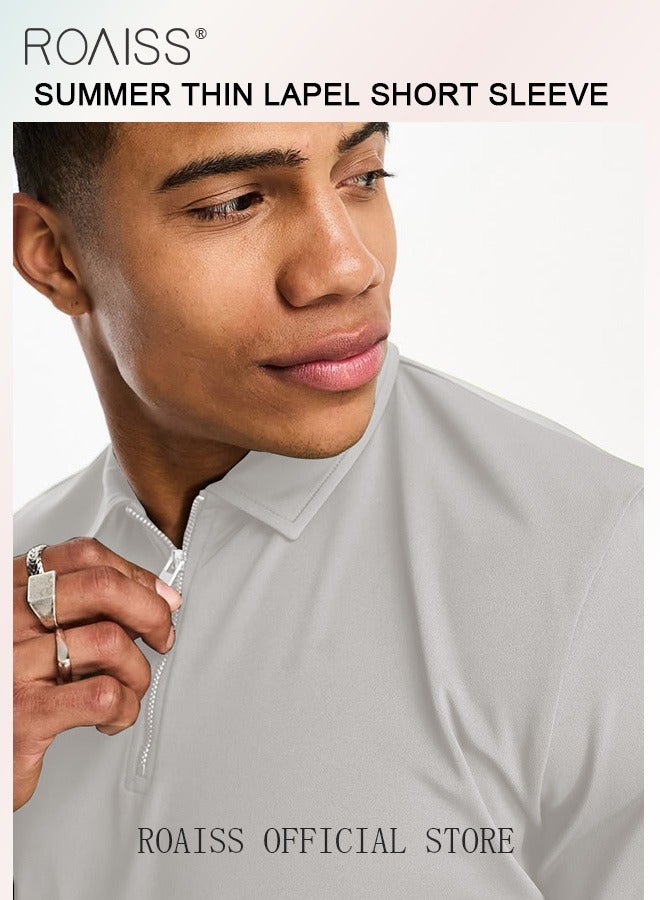 roaiss Men's Polo Shirt - Solid Color Short Sleeve Lapel T-Shirt - Casual Fit - Summer Fashion Essential  - Image 5