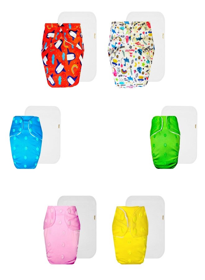 Dumbledo Premium Cloth Diaper with Cotton Insert (Pack of 6) | Dry Feel and Comfortable | Leakproof | Travel Friendly | Designed by Moms | 3 Months - 3 Years | Unisex Baby - Image 1