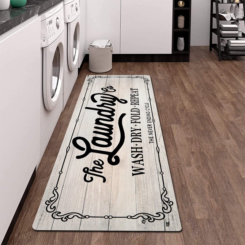 Pauwer Farmhouse Laundry Room Rug Runner 20 ""X59 "" Non Slip Laundry Rugs and Mats for Laundry Room Decor Washable Runner Rugs for Kitchen Floor Laundry Room Bathroom Hallway Entryway Area Rugs - Image 2