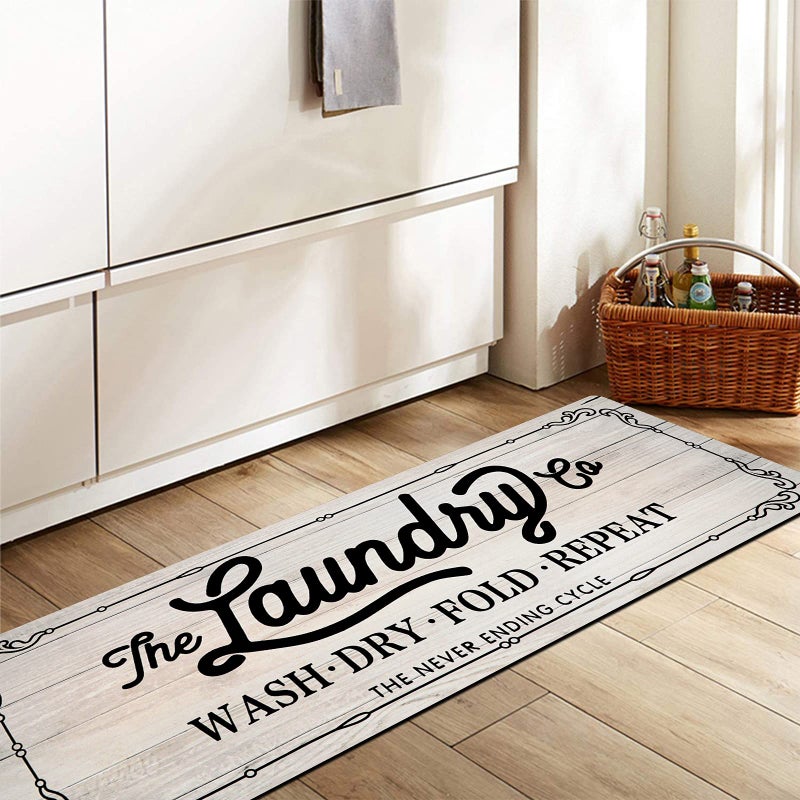 Pauwer Farmhouse Laundry Room Rug Runner 20 ""X59 "" Non Slip Laundry Rugs and Mats for Laundry Room Decor Washable Runner Rugs for Kitchen Floor Laundry Room Bathroom Hallway Entryway Area Rugs - Image 3