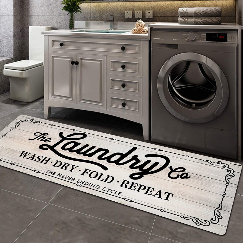 Pauwer Farmhouse Laundry Room Rug Runner 20 ""X59 "" Non Slip Laundry Rugs and Mats for Laundry Room Decor Washable Runner Rugs for Kitchen Floor Laundry Room Bathroom Hallway Entryway Area Rugs - Image 1