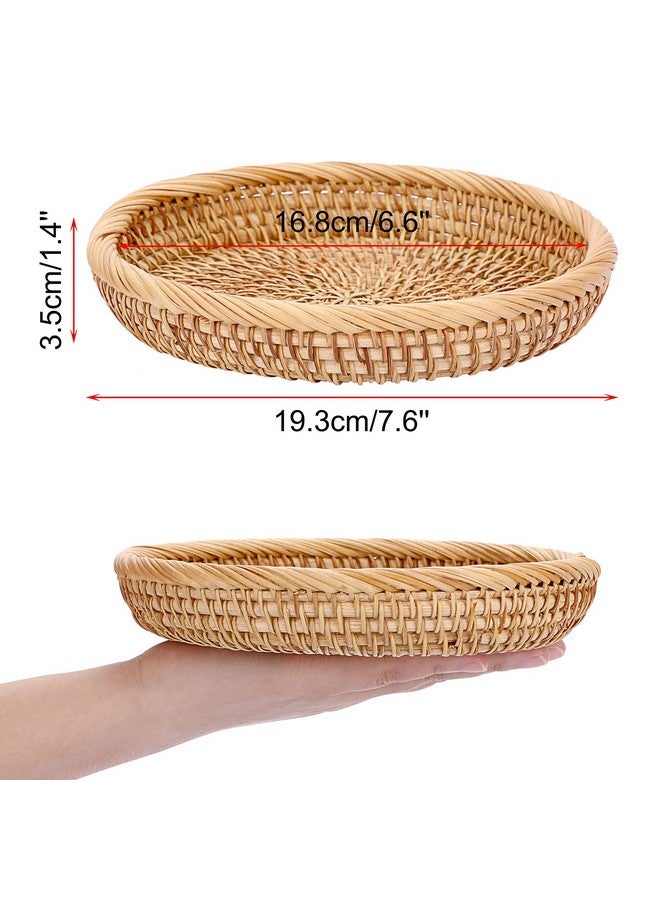 Hipiwe Hipiwe Small Woven Wicker Basket - 7.6" Round Entryway Organizer for Keys, Wallet, Cell Phone & Snacks  - Image 3