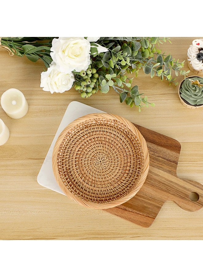 Hipiwe Hipiwe Small Woven Wicker Basket - 7.6" Round Entryway Organizer for Keys, Wallet, Cell Phone & Snacks  - Image 4