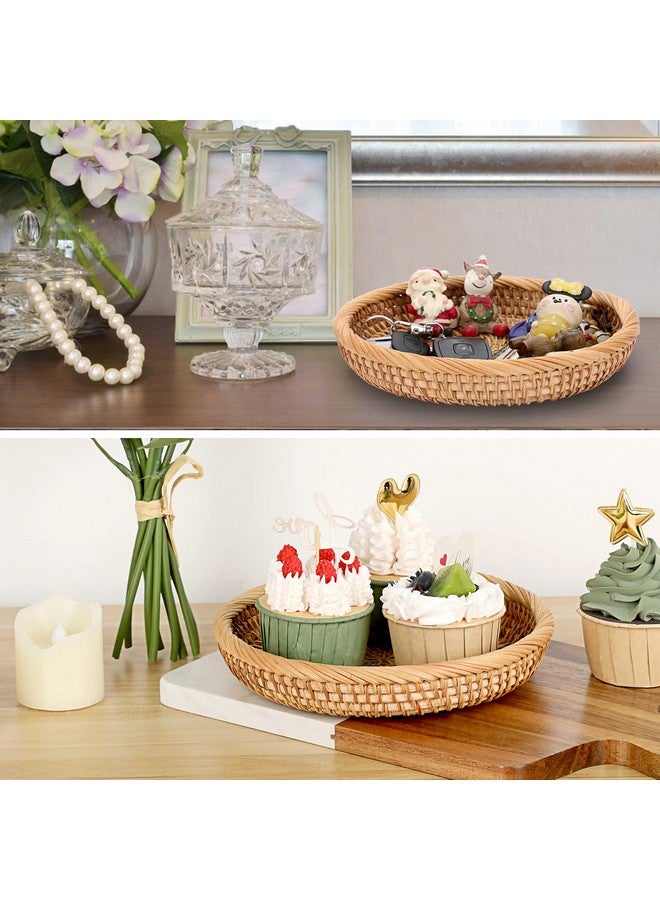 Hipiwe Hipiwe Small Woven Wicker Basket - 7.6" Round Entryway Organizer for Keys, Wallet, Cell Phone & Snacks  - Image 2