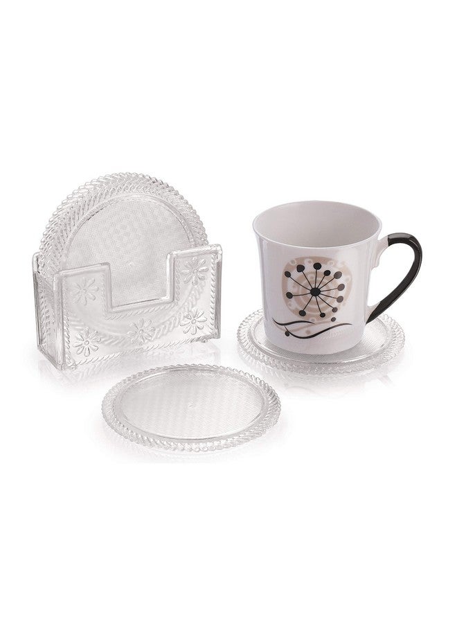 aaKaR Plastic - Tea Style (Clear) - Coaster With Stand - Set Of 6 - Image 2