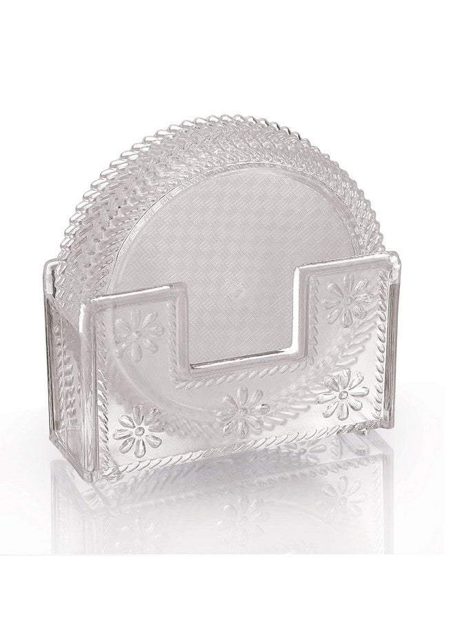 aaKaR Plastic - Tea Style (Clear) - Coaster With Stand - Set Of 6 - Image 1