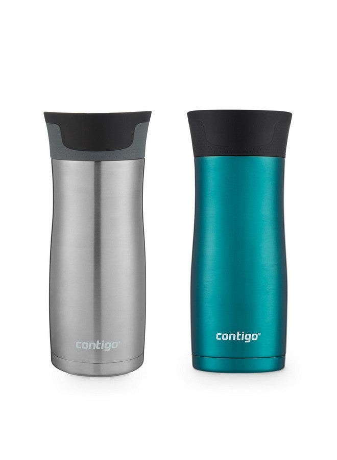 Contigo Contigo AUTOSEAL West Loop Vacuum-Insulated Stainless Steel Travel Mug with Easy-Clean Lid, 16oz., 2 Pack, Spirulina, Stainless Steel - Image 2