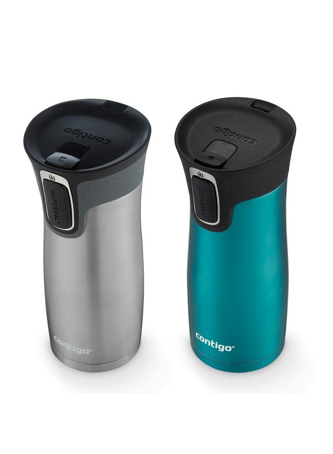 Contigo Contigo AUTOSEAL West Loop Vacuum-Insulated Stainless Steel Travel Mug with Easy-Clean Lid, 16oz., 2 Pack, Spirulina, Stainless Steel - Image 3