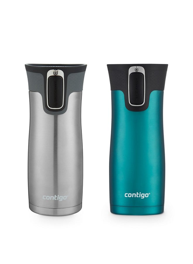 Contigo Contigo AUTOSEAL West Loop Vacuum-Insulated Stainless Steel Travel Mug with Easy-Clean Lid, 16oz., 2 Pack, Spirulina, Stainless Steel - Image 1