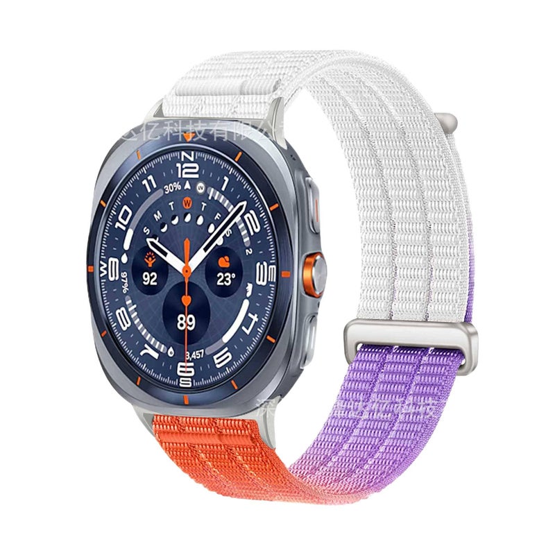 سوار ساعة ذكية سوار نايلون حلقي متوافق باللون Starlight قابل للتعديل مع Samsung Galaxy Watch Ultra بملاءمة قابلة للتعديل وحزام بديل - Image 3