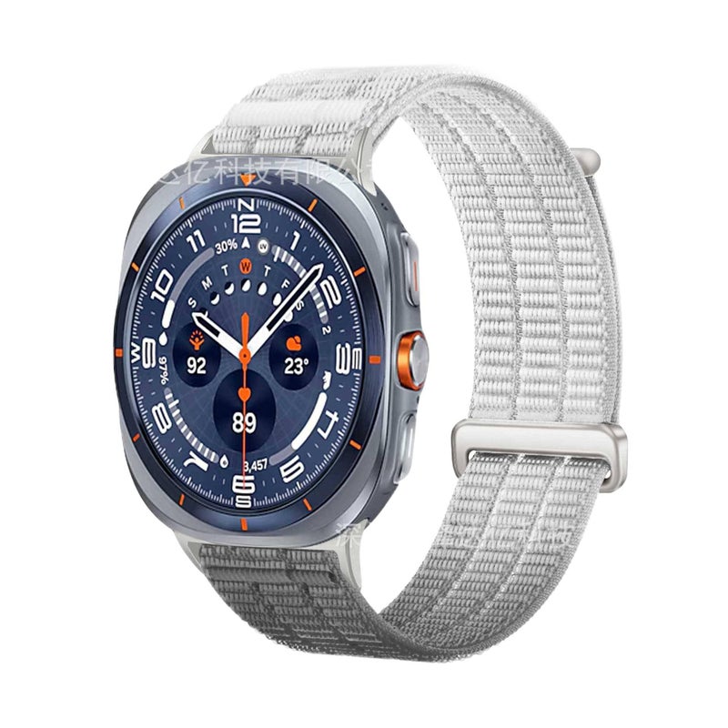 سوار ساعة ذكية سوار نايلون حلقي متوافق باللون Starlight قابل للتعديل مع Samsung Galaxy Watch Ultra بملاءمة قابلة للتعديل وحزام بديل - Image 4