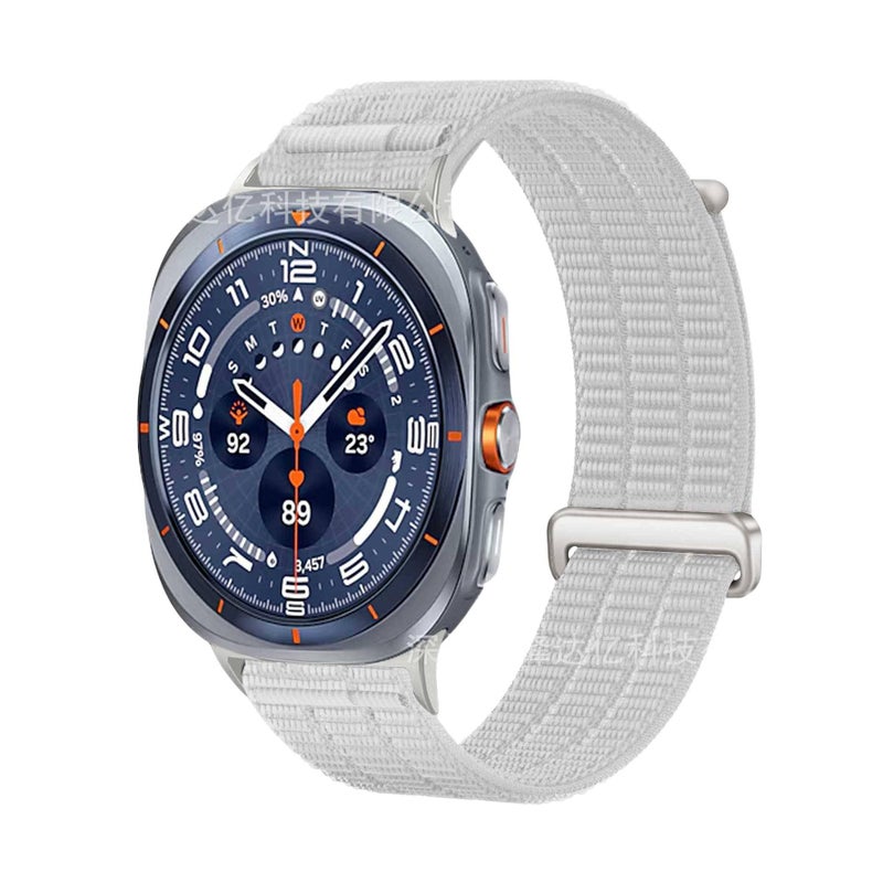 سوار ساعة ذكية سوار نايلون حلقي متوافق باللون Starlight قابل للتعديل مع Samsung Galaxy Watch Ultra بملاءمة قابلة للتعديل وحزام بديل - Image 2
