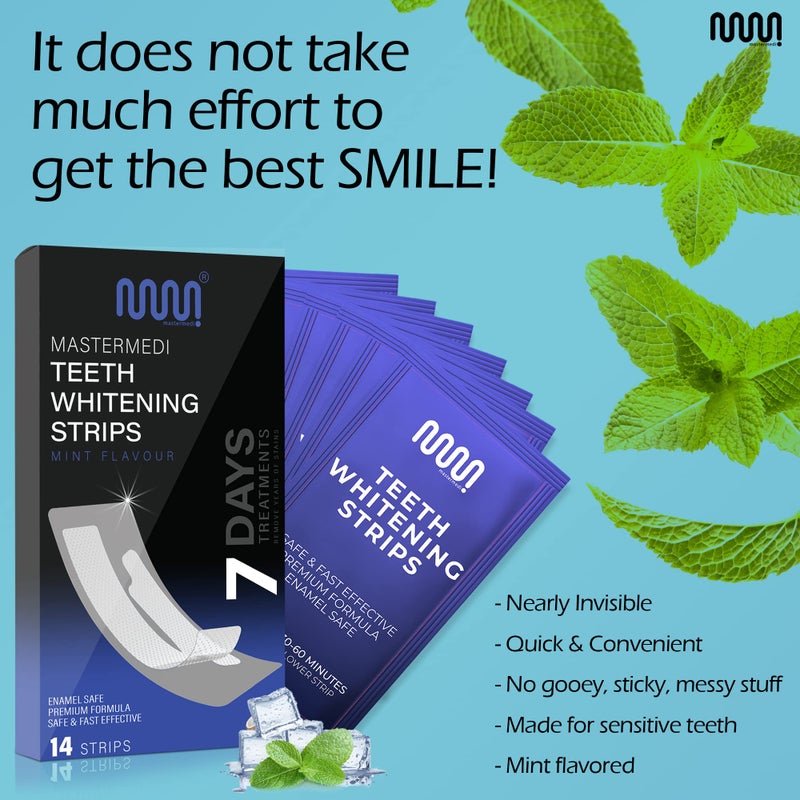 MasterMedi Teeth Whitening Strips, Non-Sensitive White Strip for Teeth Whitening, 14 Treatments - Image 4