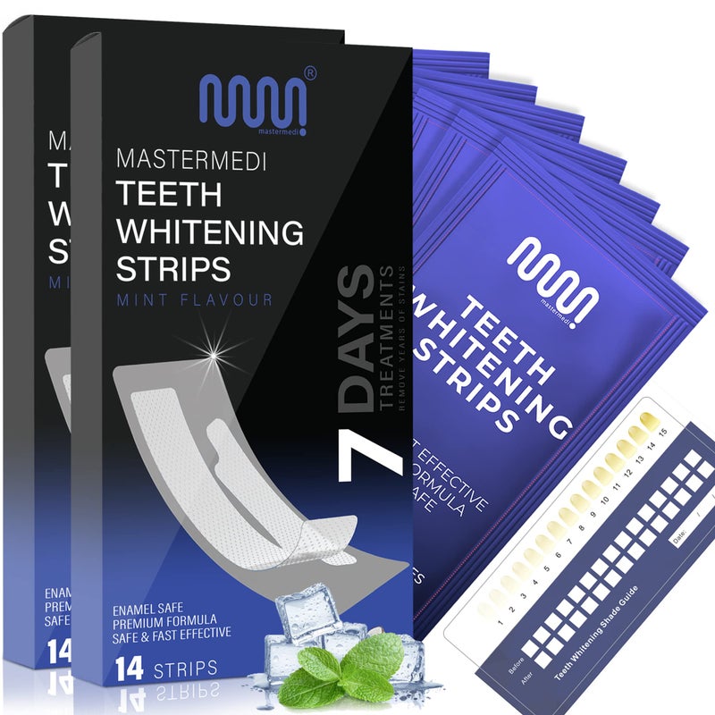 MasterMedi Teeth Whitening Strips, Non-Sensitive White Strip for Teeth Whitening, 14 Treatments - Image 1