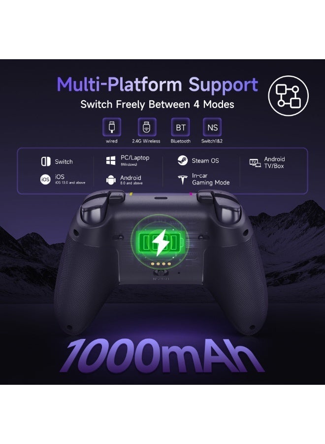 general Professional Gamepad EasySMX X05Pro Wireless Game Controller for PC/Switch/Steam/iOS/Android/Android TV BOX with Dual-Mode Impulse Triggers, Hall Joysticks, Ergonomic Skin-Like Grip, Quiet-Touch Low-Noise Buttons, 1000Hz Polling, 2 Programmable Buttons, RGB, 1000mAh Battery - Image 3