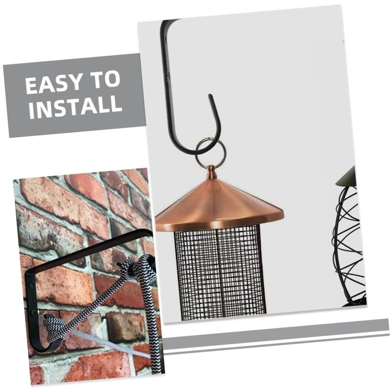 2Pcs Iron Wall Hooks For Hanging Plants Lanterns Planter Hanger Bracket Wall Mounted Black Garden Decor - Image 5