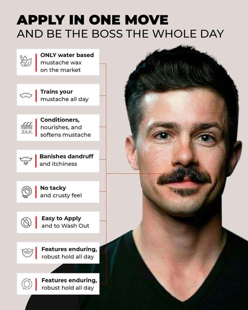 Bossman MUDstache Mustache Wax for Men + Acetate Folding Mustache & Beard Comb â€“ Unscented Styling and Grooming Kit - Image 3