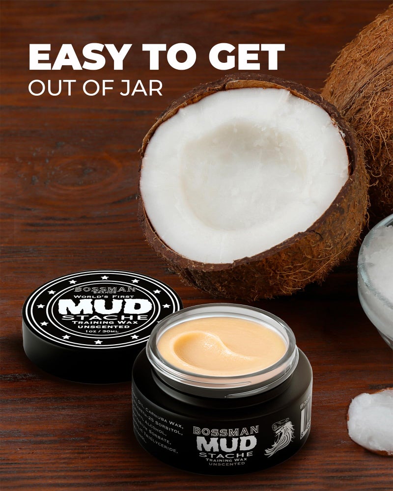 Bossman MUDstache Mustache Wax for Men + Acetate Folding Mustache & Beard Comb â€“ Unscented Styling and Grooming Kit - Image 5