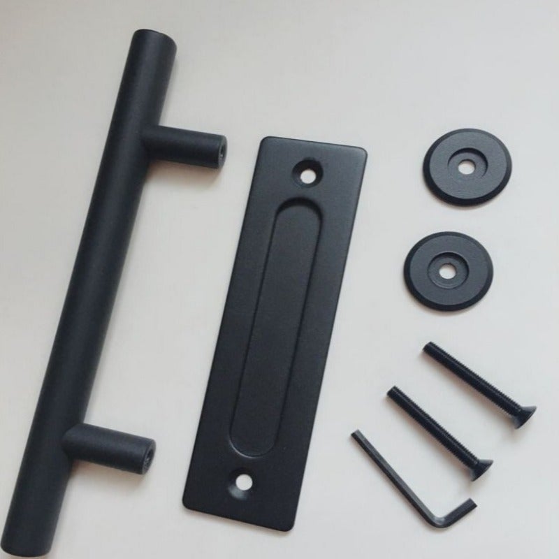 Barn Door Handle: 2 Black Round Double-Sided Sturdy Durable Handles - Simple Design For Easy Operation For Wooden Barn Doors Sliding Doors - Image 2