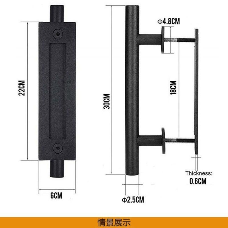 Barn Door Handle: 2 Black Round Double-Sided Sturdy Durable Handles - Simple Design For Easy Operation For Wooden Barn Doors Sliding Doors - Image 3