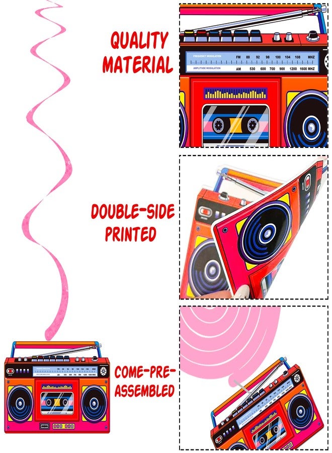 اوموني شريط كاسيت بوم بوكس معلق دوامات 20 قطعة ديكورات عيد ميلاد راديو ريترو حفلات الثمانينيات والتسعينيات لافتات سقف شريط كاسيت بوم بوكس معلق ديكور لحفلات موسيقى الهيب هوب - Image 5