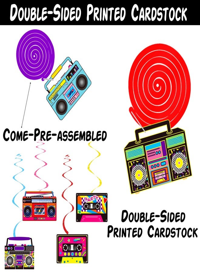 اوموني شريط كاسيت بوم بوكس معلق دوامات 20 قطعة ديكورات عيد ميلاد راديو ريترو حفلات الثمانينيات والتسعينيات لافتات سقف شريط كاسيت بوم بوكس معلق ديكور لحفلات موسيقى الهيب هوب - Image 4