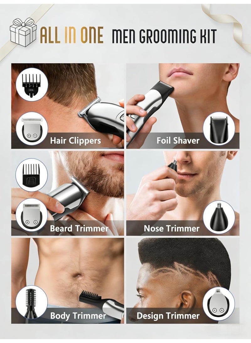 ماكينة تشذيب اللحية للرجال، ماكينة حلاقة كهربائية مقاومة للماء للأنف والجسم والوجه والشارب، مجموعة أدوات العناية الشخصية اللاسلكية، هدايا للرجال والأزواج والآباء - Image 2